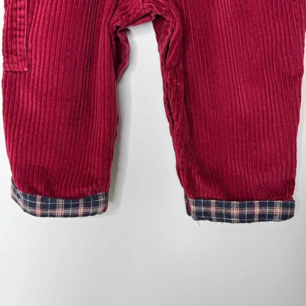 Vintage Sesame Street red corduroy and flannel‎ overalls 18M